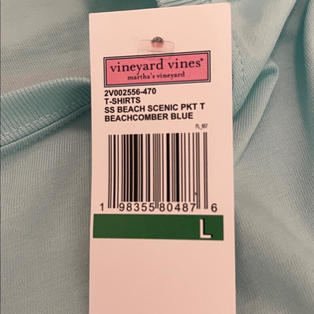 NWT Vineyard Vines SS Beach Scenic Pocket Beachcomber Blue T-shirt, size L. - Picture 9 of 10
